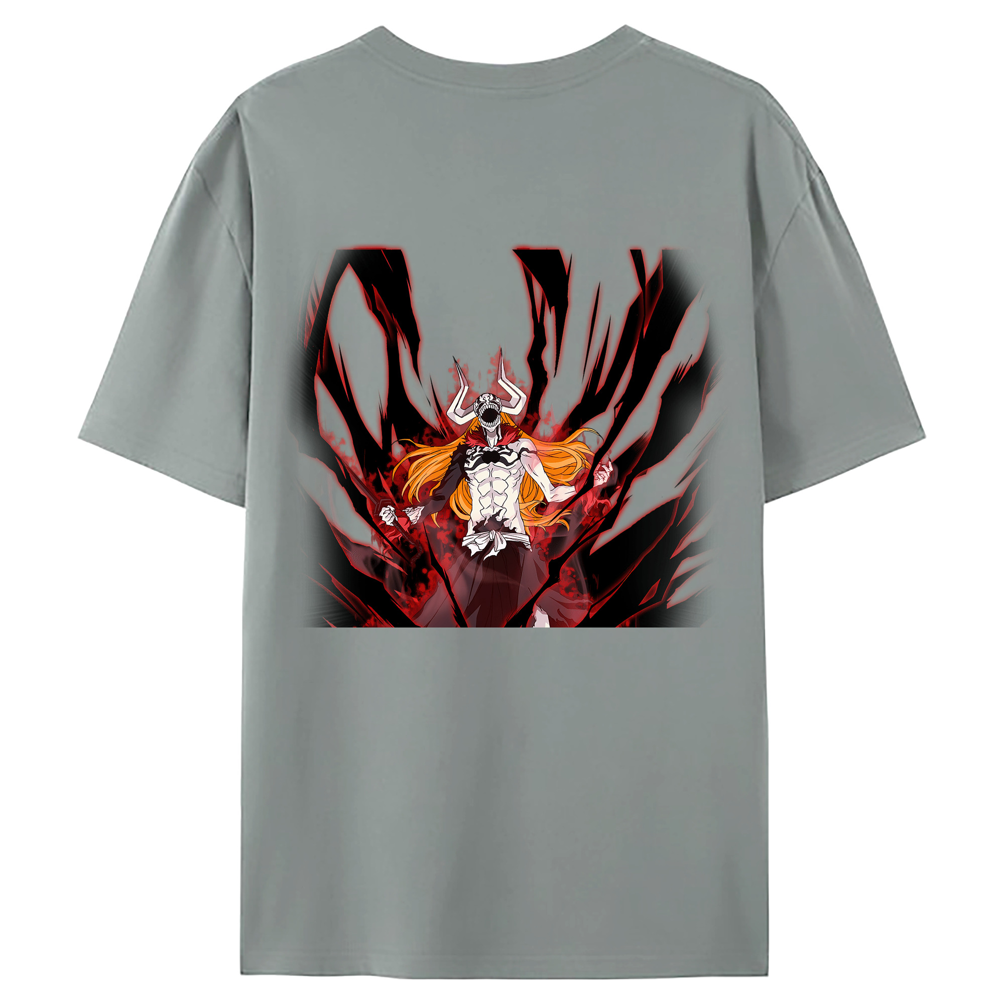 （画像用） ブリーチ 黒崎一護（くろさき いちご）BLEACH Kurosaki Ichigo 綿100％ メンズ半袖Tシャツ（バックプリント） 通気性